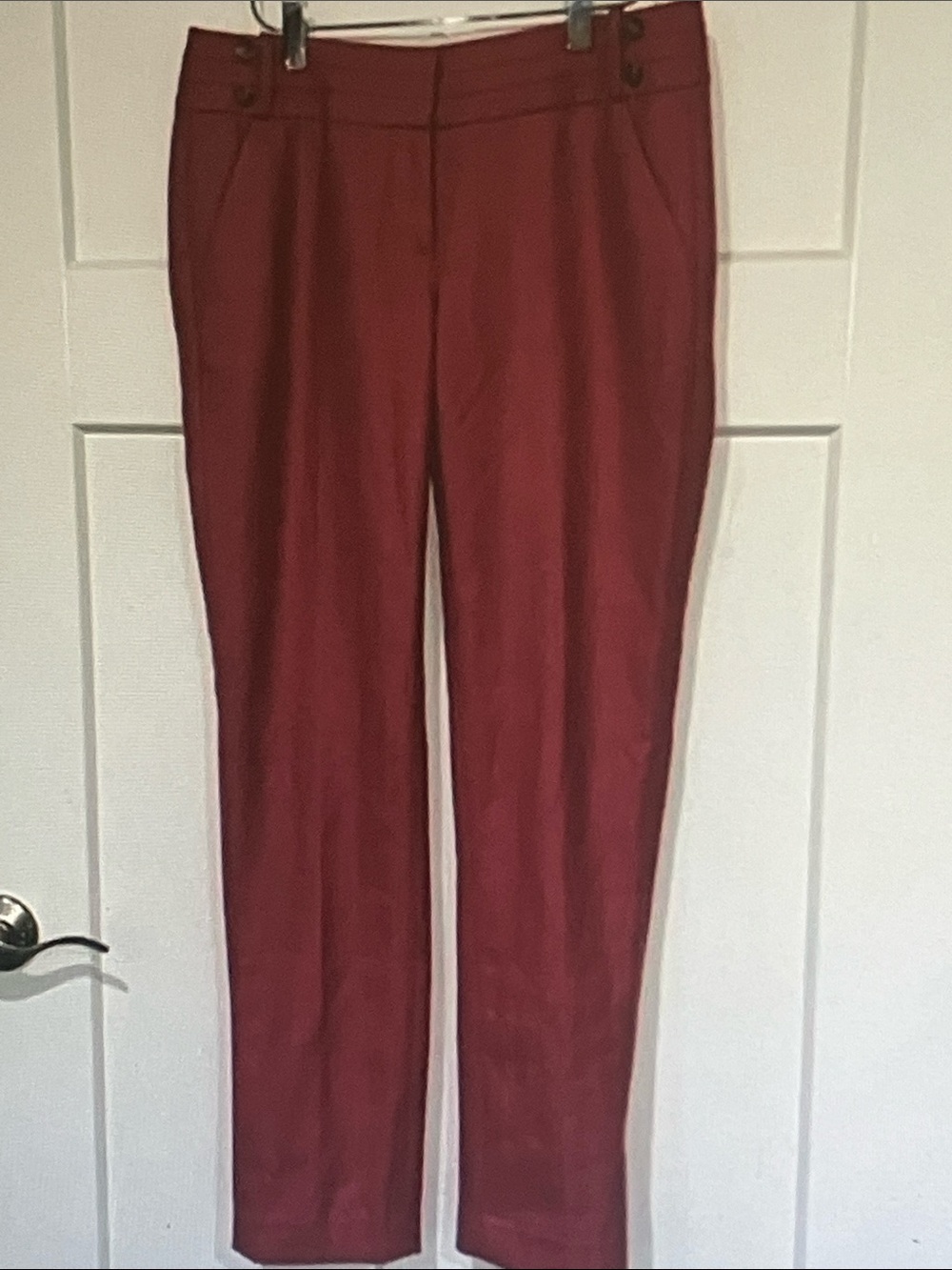 LOFT Women's Burgundy Straight-Leg Trousers
